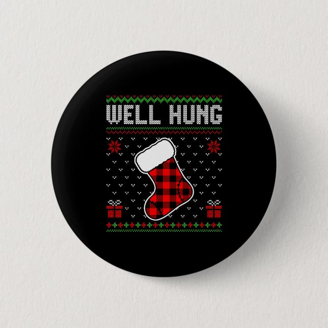 Retro Well Hung Ugly Christmas Sweater Couples Mat 6 Cm Round Badge (Front)