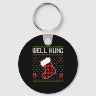 Retro Well Hung Ugly Christmas Sweater Couples Mat Key Ring