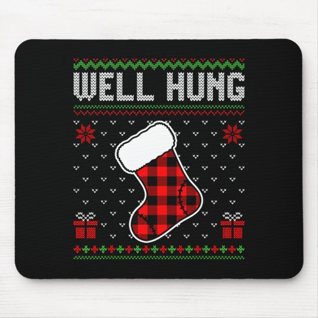 Retro Well Hung Ugly Christmas Sweater Couples Mat Mouse Pad (Front)