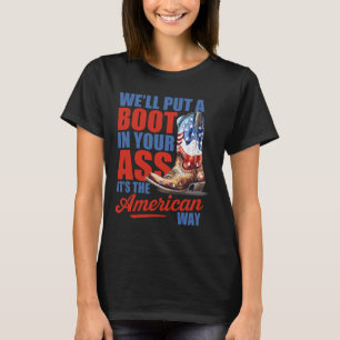 Retro We'll Put A Boot Western Cowgirl Usa Flag 4t T-Shirt