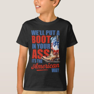 Retro We'll Put A Boot Western Cowgirl Usa Flag 4t T-Shirt