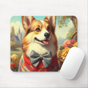 Retro Welsh Corgi Cardigan Painting Mouse Pad
