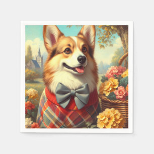 Retro Welsh Corgi Cardigan Painting Napkin