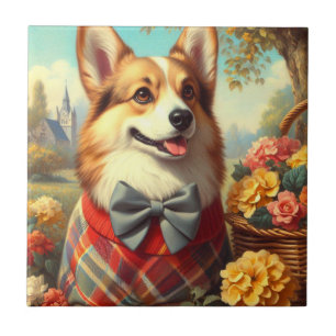 Retro Welsh Corgi Cardigan Painting Tile