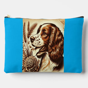 Retro Welsh Springer Spaniel Brown White Art Accessory Pouch