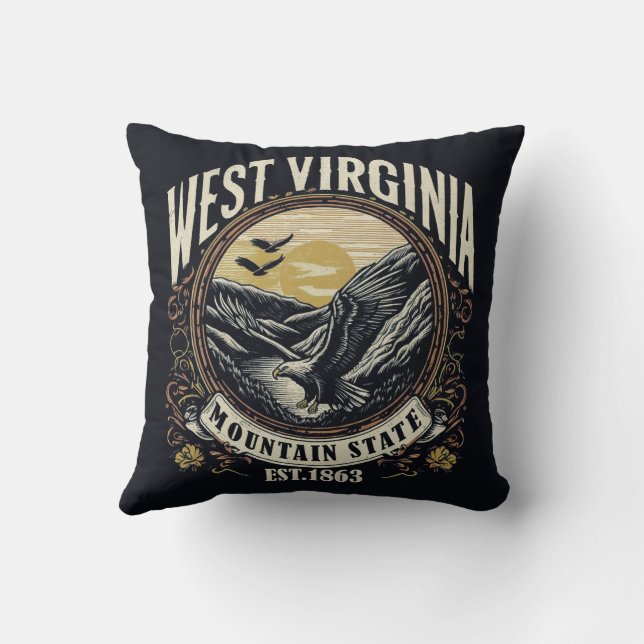 Retro West Virginia Cushion (Back)