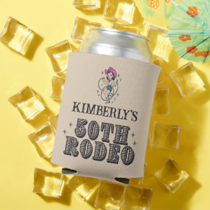 Retro Western 50th Rodeo Birthday Can Cooler