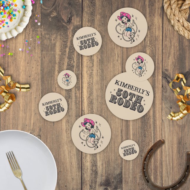Retro Western 50th Rodeo Birthday Confetti (Creator Uploaded)