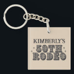 Retro Western 50th Rodeo Birthday Key Ring<br><div class="desc">Giddy up for a milestone celebration with this retro western-themed 50th rodeo birthday keychain! Personalise it with ease and get ready to rustle up some fun!

Retro Western 50th Rodeo Birthday Keychain</div>