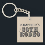 Retro Western 50th Rodeo Birthday Key Ring<br><div class="desc">Giddy up for a milestone celebration with this retro western-themed 50th rodeo birthday keychain! Personalise it with ease and get ready to rustle up some fun!

Retro Western 50th Rodeo Birthday Keychain</div>