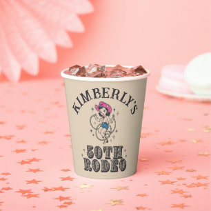 Retro Western 50th Rodeo Birthday Paper Cups