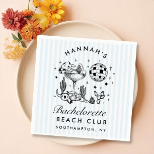 Retro Western Bachelorette Blue Paper Napkins