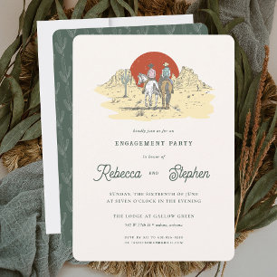 Retro Western Desert   Boho Engagement Party Invitation