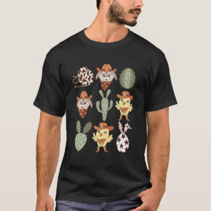 Retro Western Easter Day Bunny Chick Howdy Cowboy T-Shirt