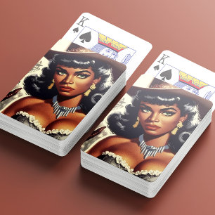 Retro Western Girl Playing Cards