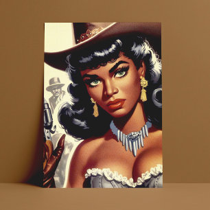 Retro Western Girl Postcard