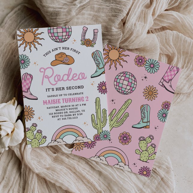 Retro Western Girl Second Rodeo Birthday Invitation (Creator Uploaded)