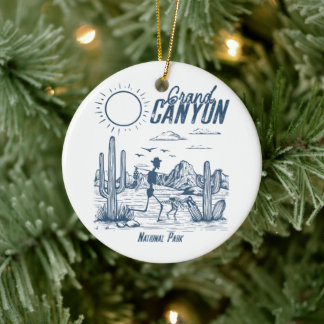 Retro Western Grand Canyon National Park Valley Ceramic Tree Decoration