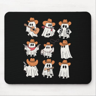 Retro Western Halloween Cowboy Ghost Collage Spook Mouse Pad
