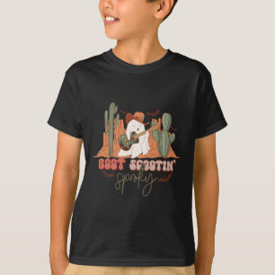 Retro Western Halloween Cute Ghost Fun Boot Scooti T-Shirt