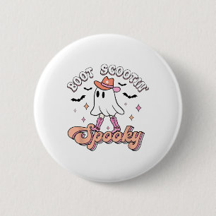 Retro Western Halloween Cute Ghost Funny Boot Scoo 6 Cm Round Badge