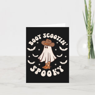 Retro Western Halloween Cute Ghost Funny Boot Scoo Card