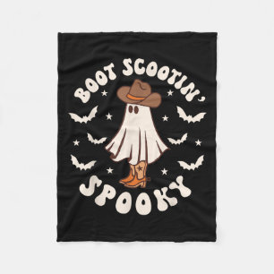 Retro Western Halloween Cute Ghost Funny Boot Scoo Fleece Blanket