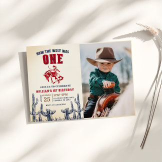 Retro Western How The West Was 1st Birthday Photo Invitation