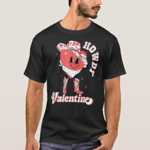 Retro Western Howdy Honey Valentine Cowgirl Pink B T-Shirt