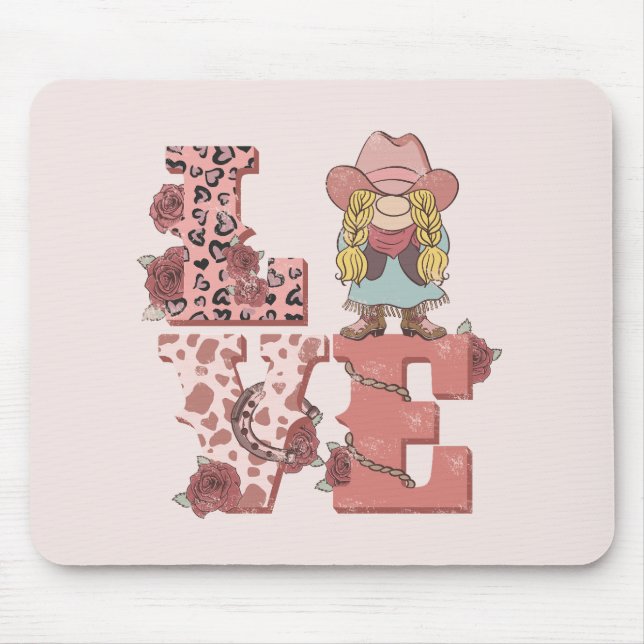 Retro Western Love Mouse Pad (Front)