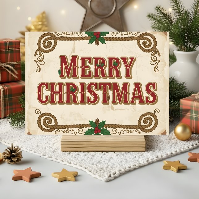 Retro Western Merry Christmas Holiday Card (Creator Uploaded)