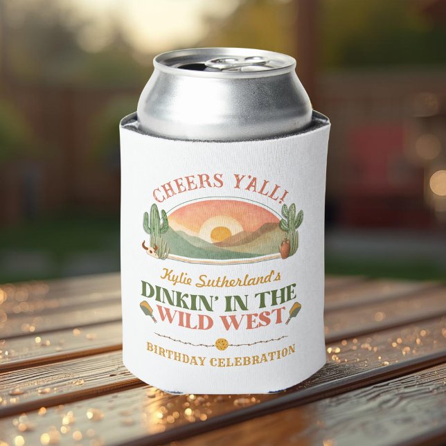 Retro Western Pickleball Dink and Drink Can Cooler (Creator Uploaded)