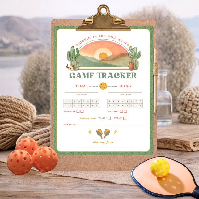 Retro Western Pickleball Game Tracker Sheet  (Creator Uploaded)
