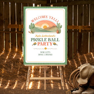 Retro Western Pickleball Welcome Party Sign
