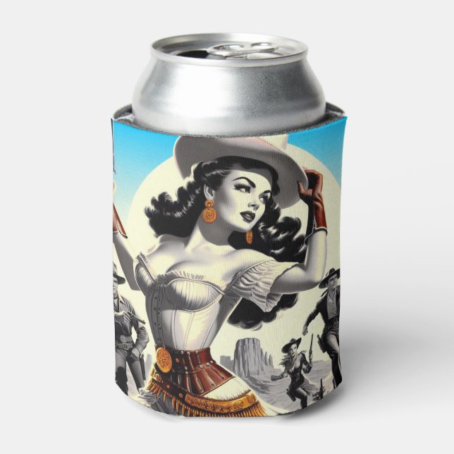 Retro Western Pin-up Can Cooler (Can Front)