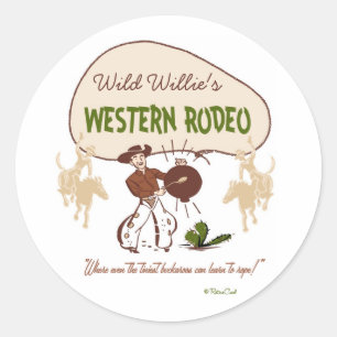 Retro 'Western Rodeo' Classic Round Sticker