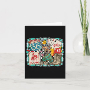 Retro Western Rodeo Cowboy Giddy Up Turquoise  Card