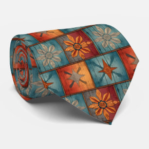 Retro Western style tiled pattern Tie
