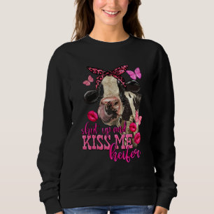 Retro Western Valentine's Day Pink Cow Love Butter Sweatshirt