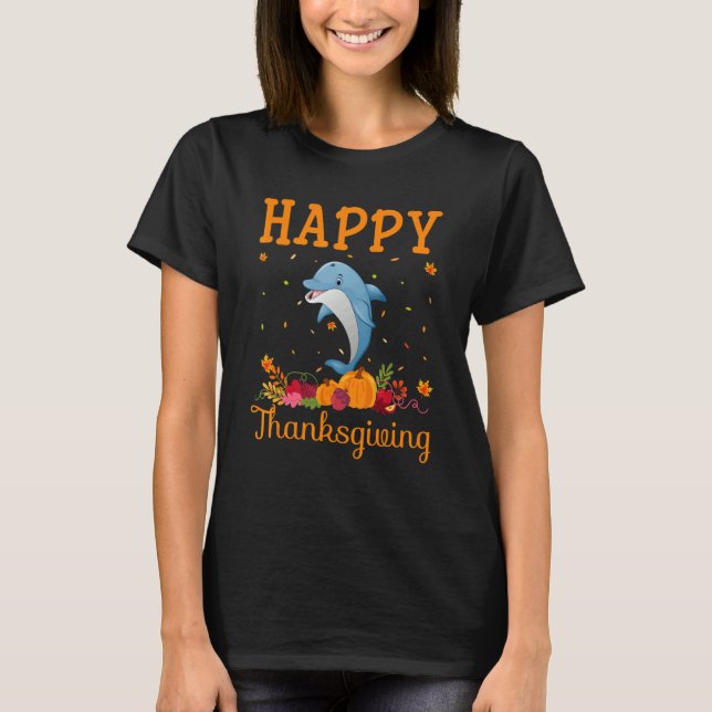 Retro Whale Happy Thanksgiving Matching Family Paj T-Shirt (Front)
