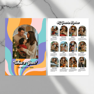 Retro What a Year Year in Review Holiday Photo Card