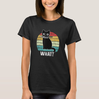Retro What Cat Black Knife Meow Kitty Funny Cats M T-Shirt