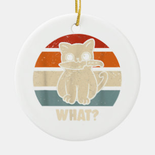 Retro What Cat Knife Meow Kitty Funny Cats Mum And Ceramic Tree Decoration