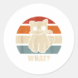 Retro What Cat Knife Meow Kitty Funny Cats Mum And Classic Round Sticker