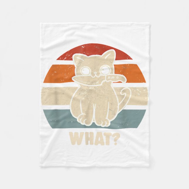 Retro What Cat Knife Meow Kitty Funny Cats Mum And Fleece Blanket (Front)