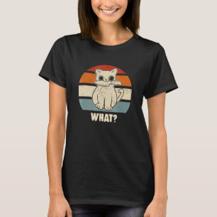 Retro What Cat Knife Meow Kitty Funny Cats Mum And T-Shirt