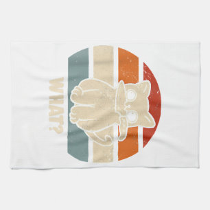 Retro What Cat Knife Meow Kitty Funny Cats Mum And Tea Towel