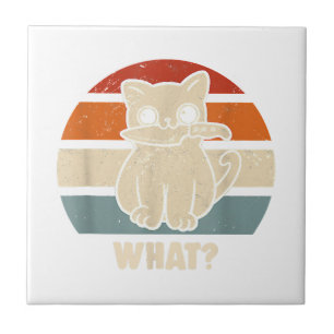 Retro What Cat Knife Meow Kitty Funny Cats Mum And Tile