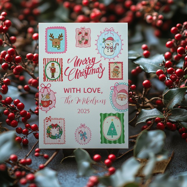 Retro Whimsical Christmas Holiday Card (Creator Uploaded)