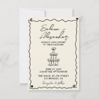 Retro Whimsical hand written wedding Invitation